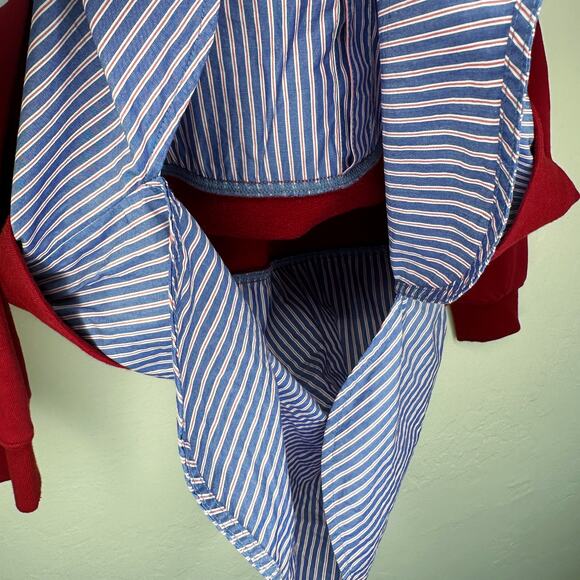 Sandro Two in One Red Blue Twofer Hooded Sweatshirt Tunic Hoodie Top 4 Small - Picture 11 of 16